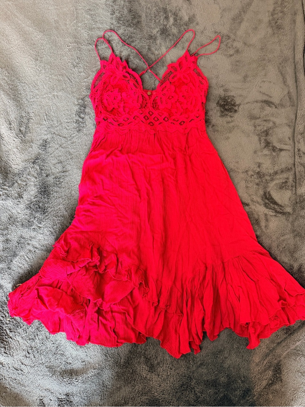 Women's Red Lace-Trim Sundress